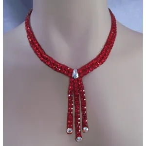 Ballroom necklace Three Drop - Light Siam Red