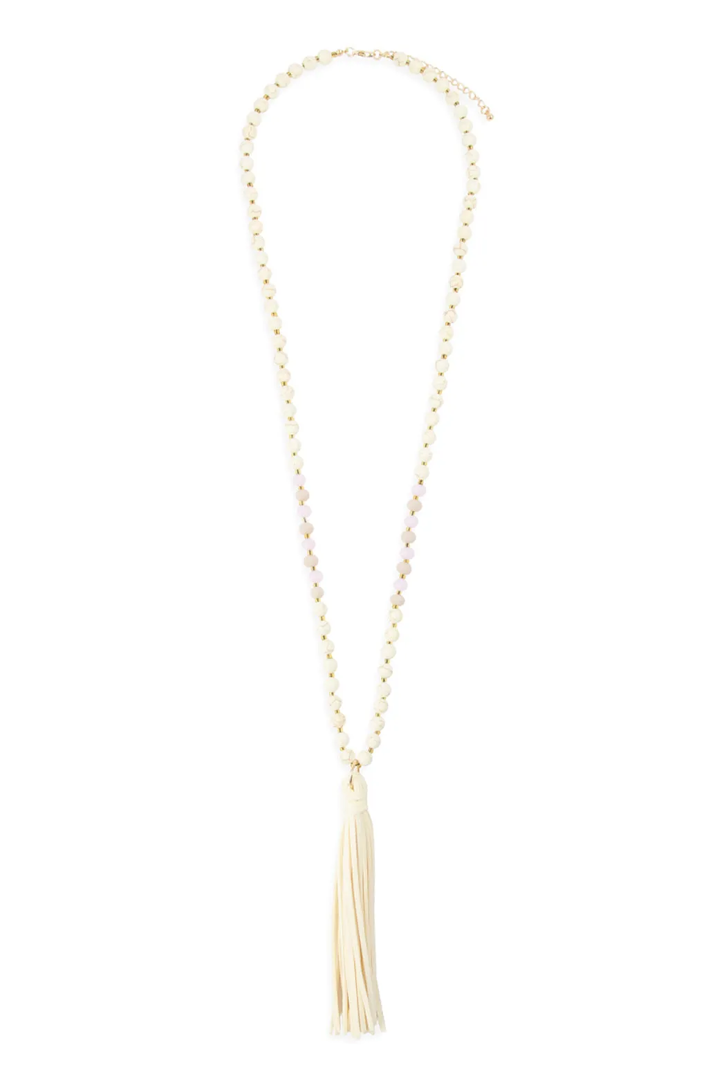 BEADED NECKLACE WITH LEATHER TASSEL