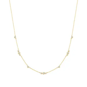 Bezel Cubic Zirconia Station Necklace in Gold Plated Sterling Silver