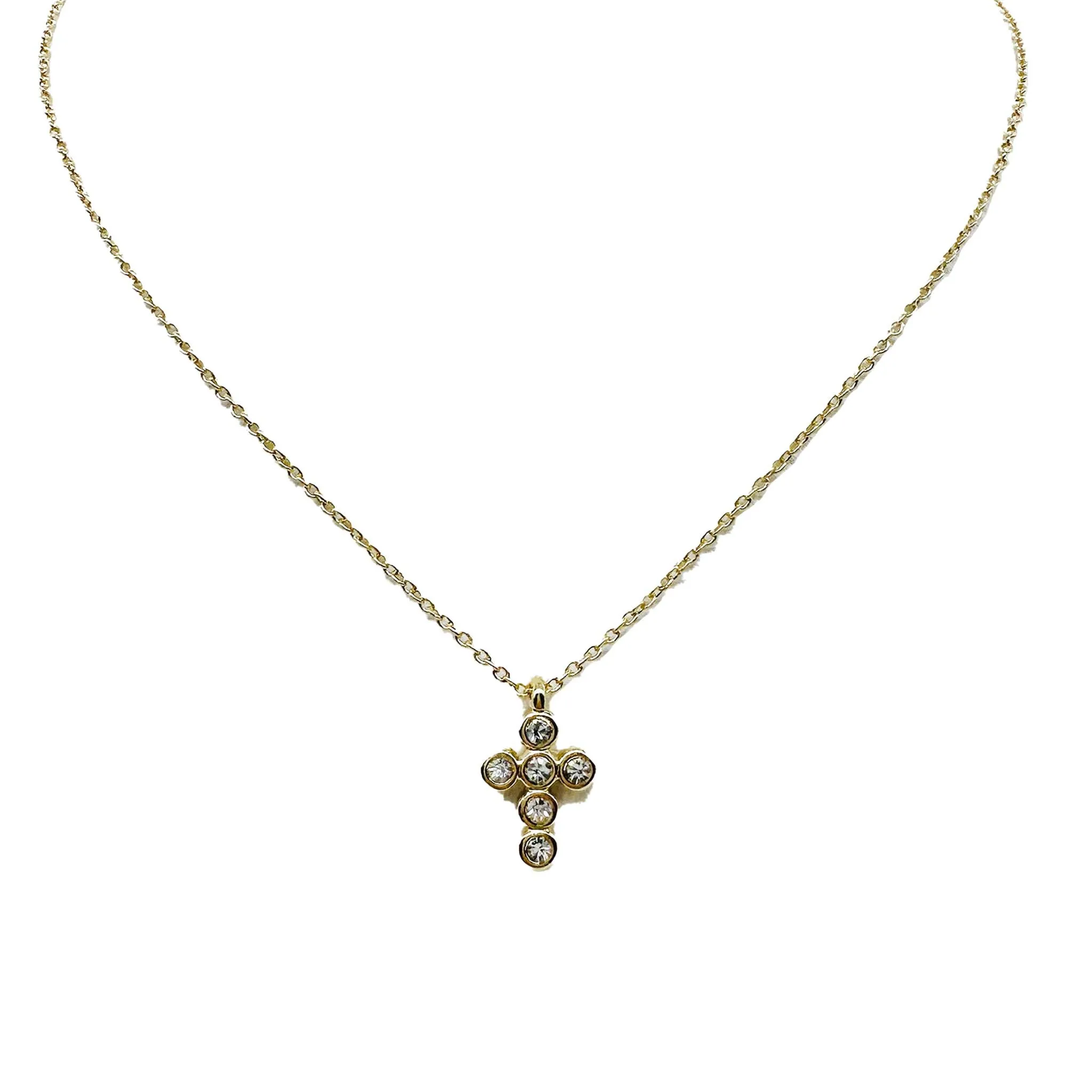 Bezel Diamond Cross Necklace