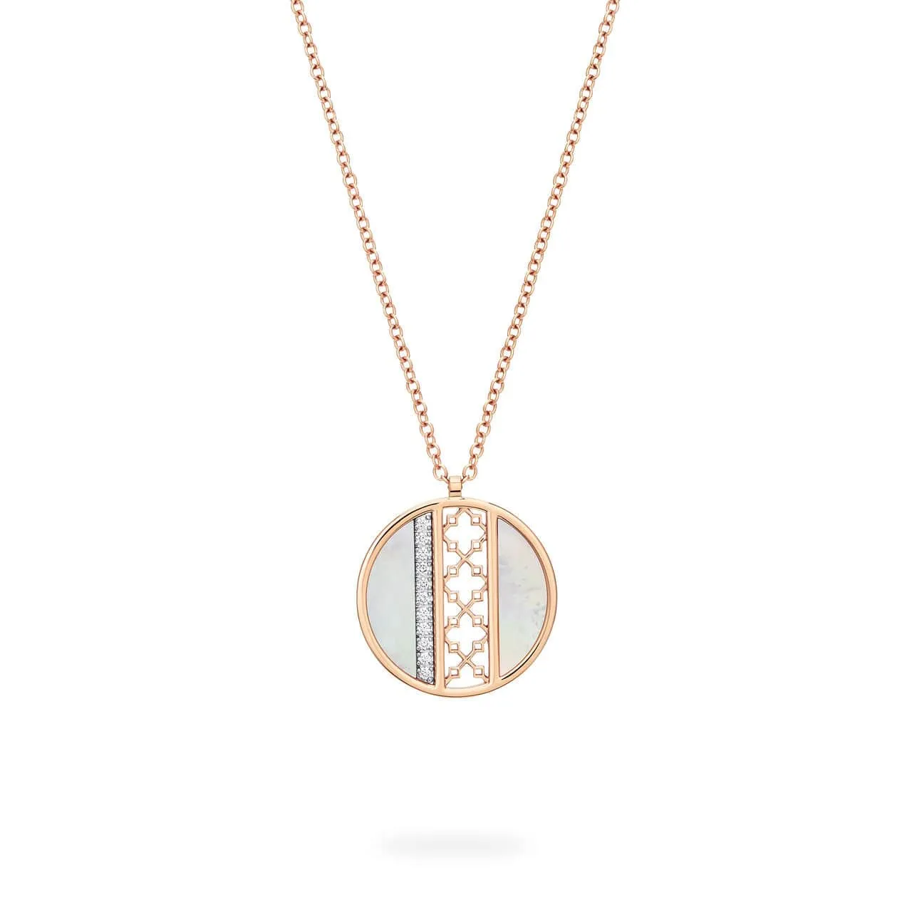 Birks Dare to Dream Mother-of-Pearl and Diamond Circle Large Pendant 18k Rose Gold