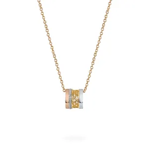 Birks Muse Tri-Gold Diamond Stacked Pendant