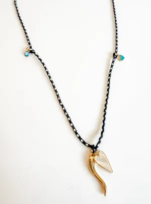 Black and white Amara cord necklace