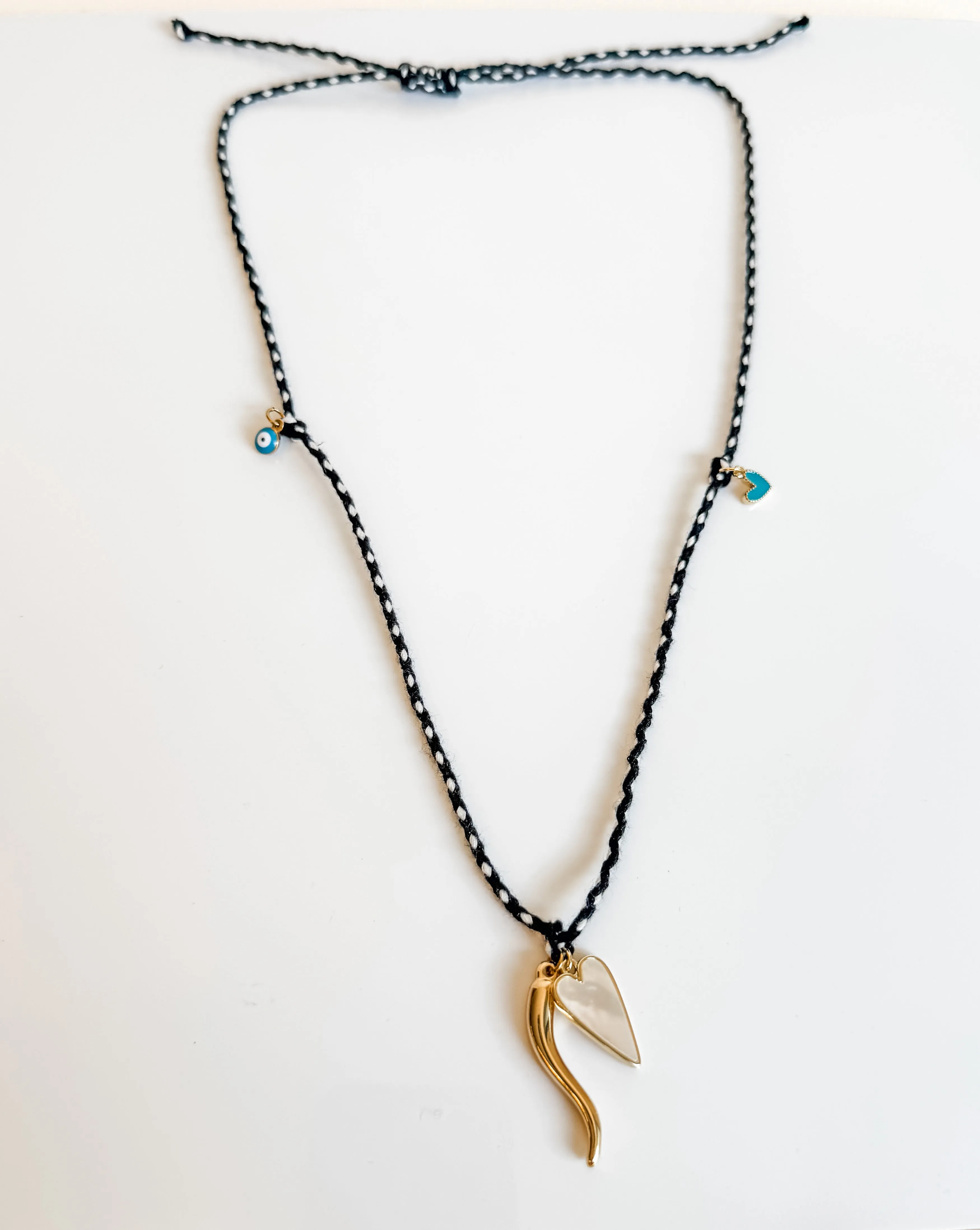 Black and white Amara cord necklace
