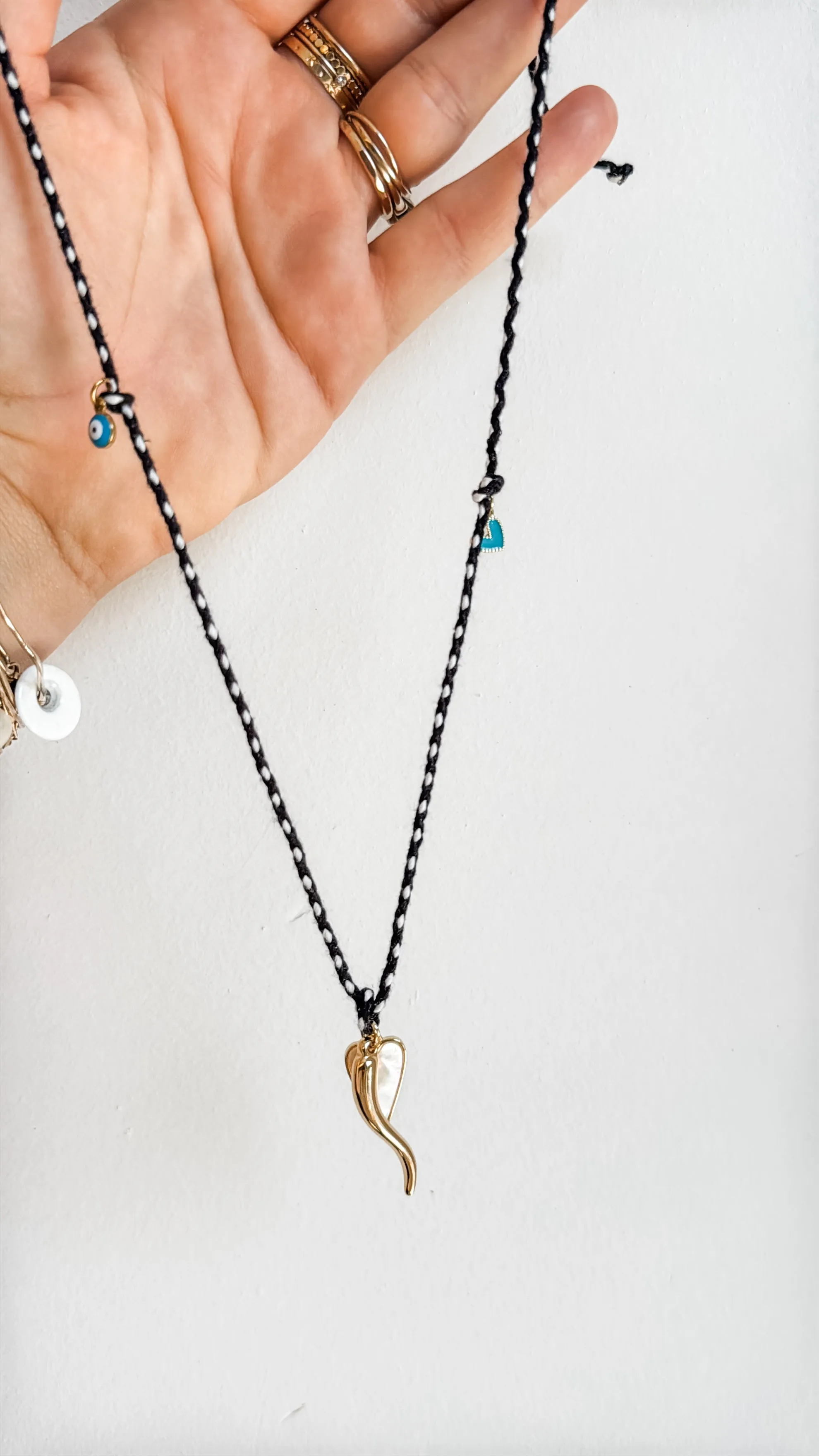 Black and white Amara cord necklace