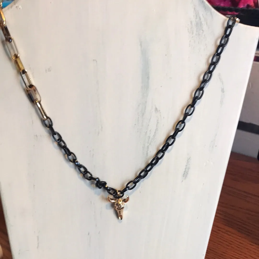 Black Gold Longhorn Pendent Necklace