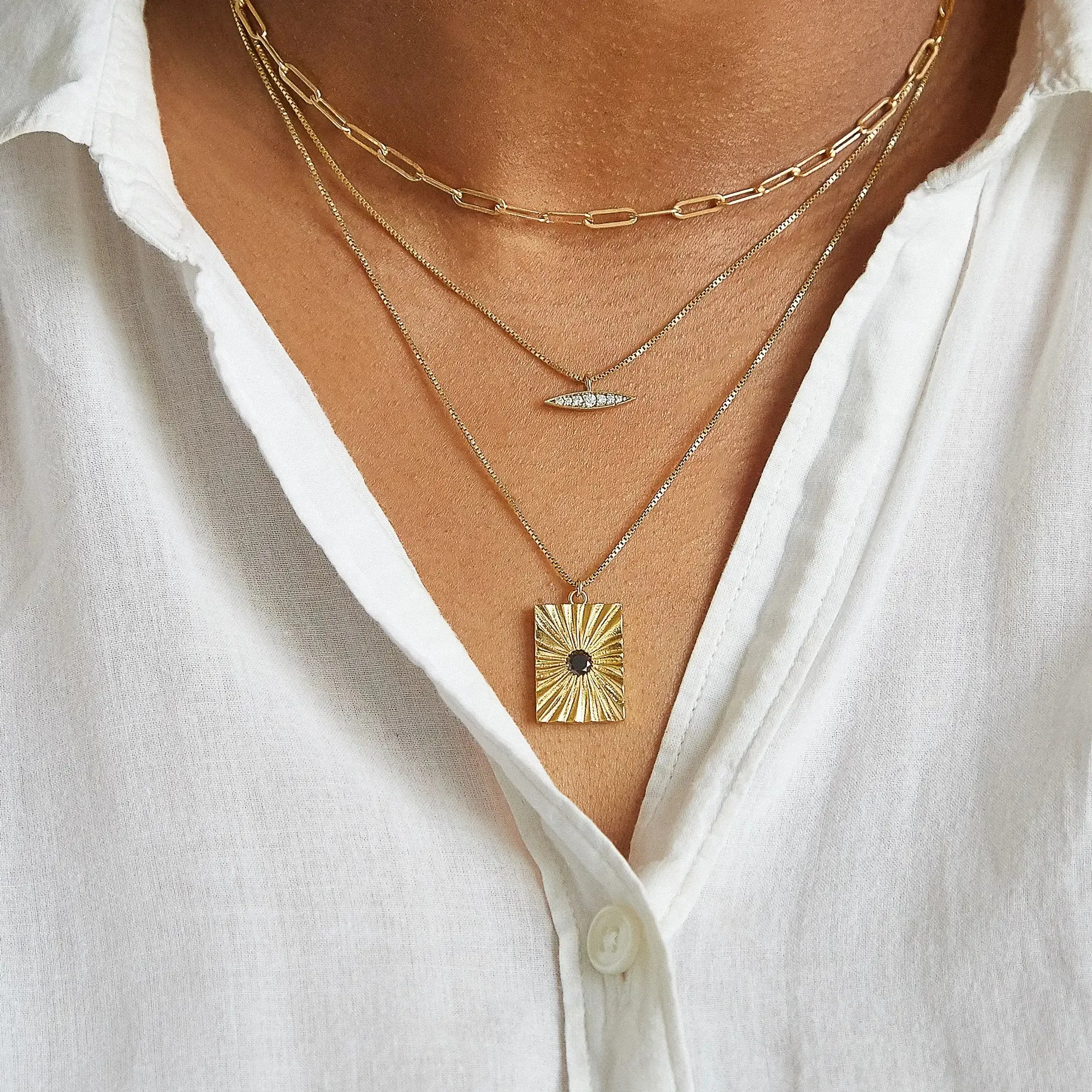 Black Pave Medallion Necklace