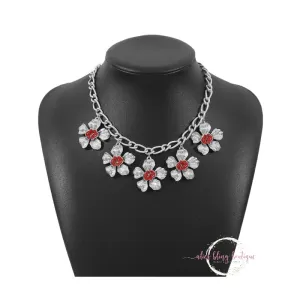 Blossom Breeze - Red Flower Necklace