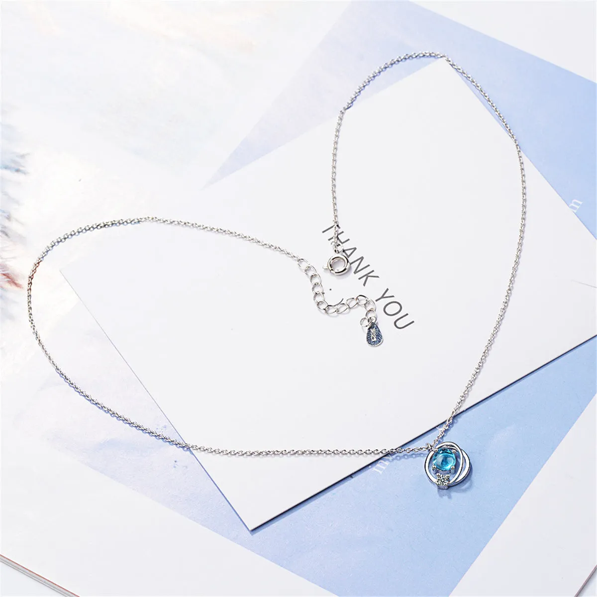 Blue & Cubic Zirconia Pendant Necklace