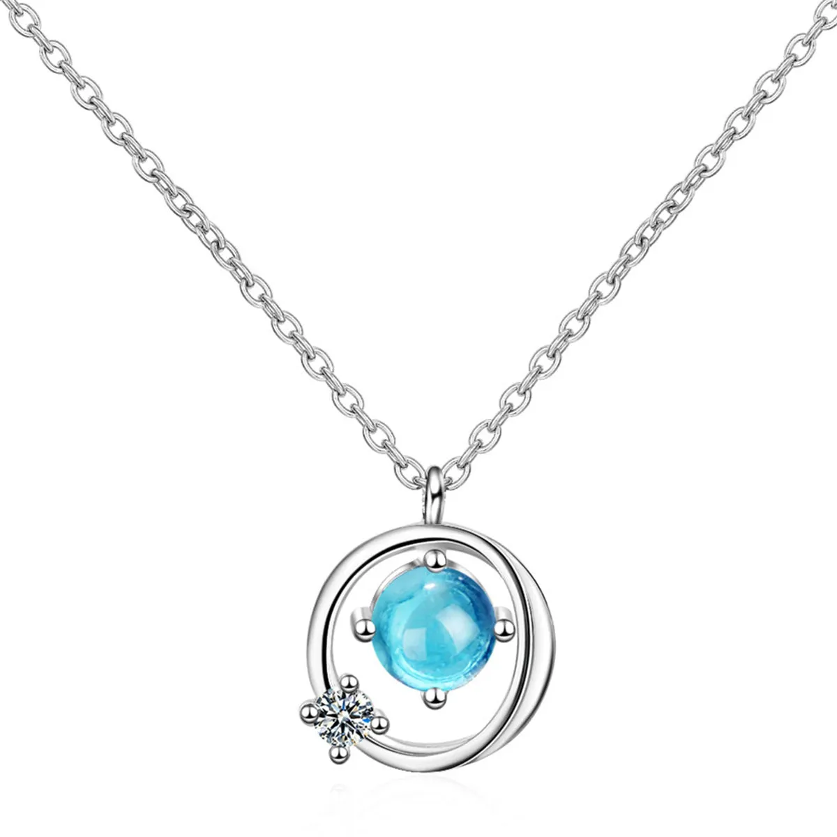 Blue & Cubic Zirconia Pendant Necklace