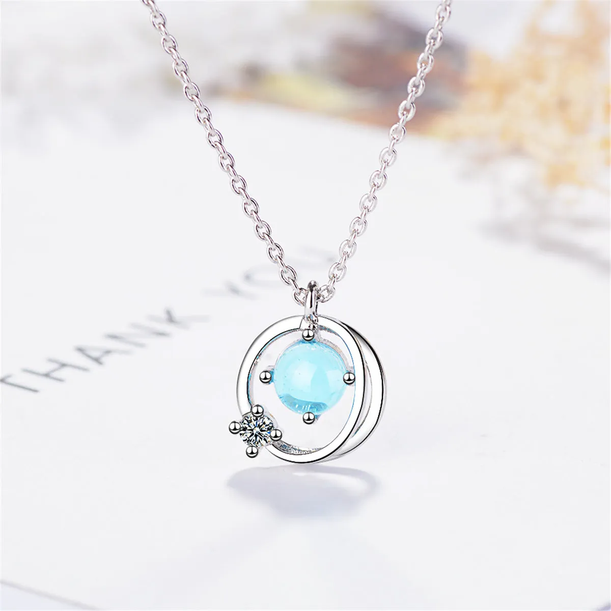 Blue & Cubic Zirconia Pendant Necklace