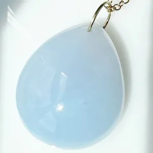 Blue Chalcedony Large Pearl Cabochon