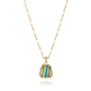 Blue Resin & 18K Gold-Plated Stripe Ladder Pendant Necklace