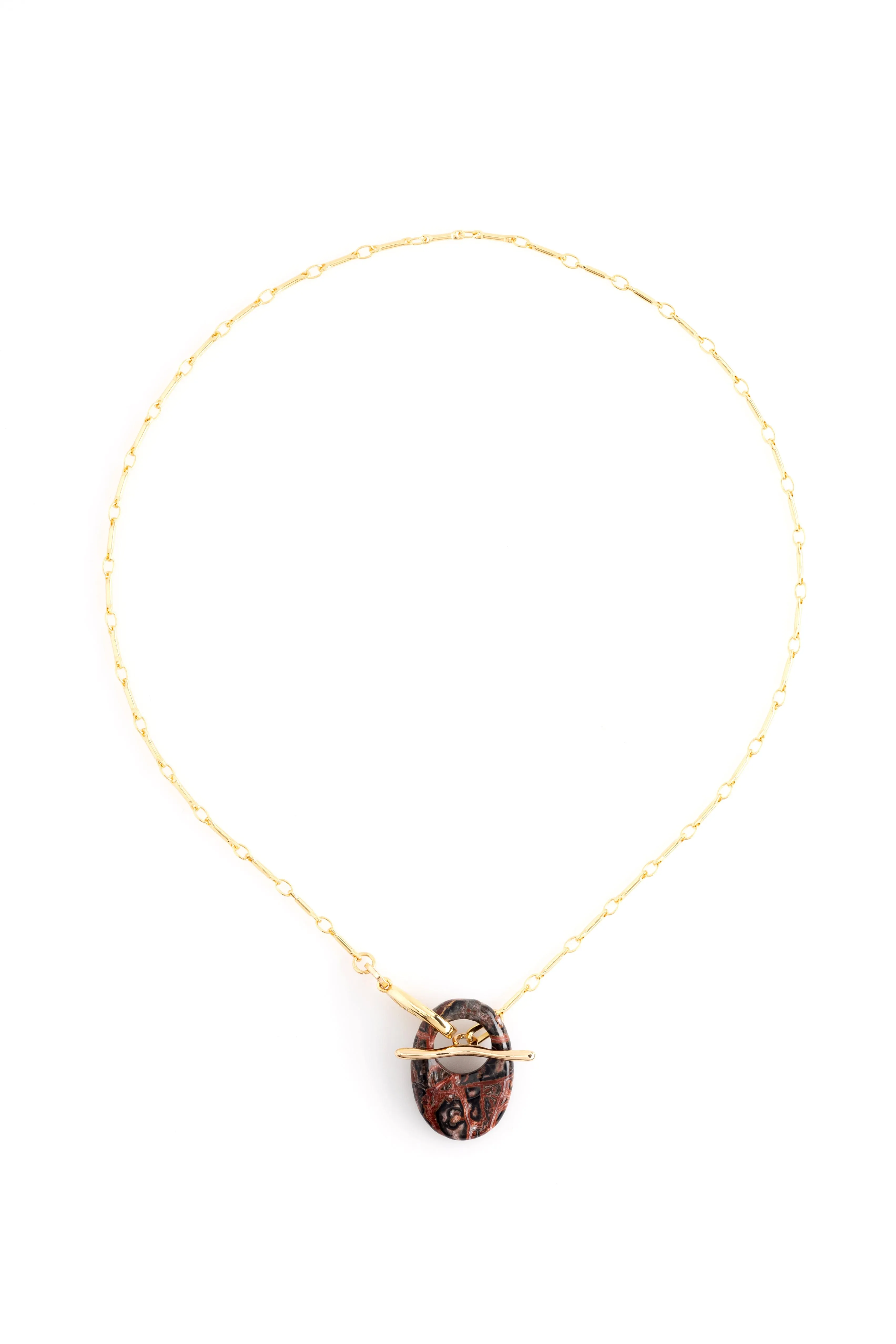 Brown Agate Disc Pendant Necklace