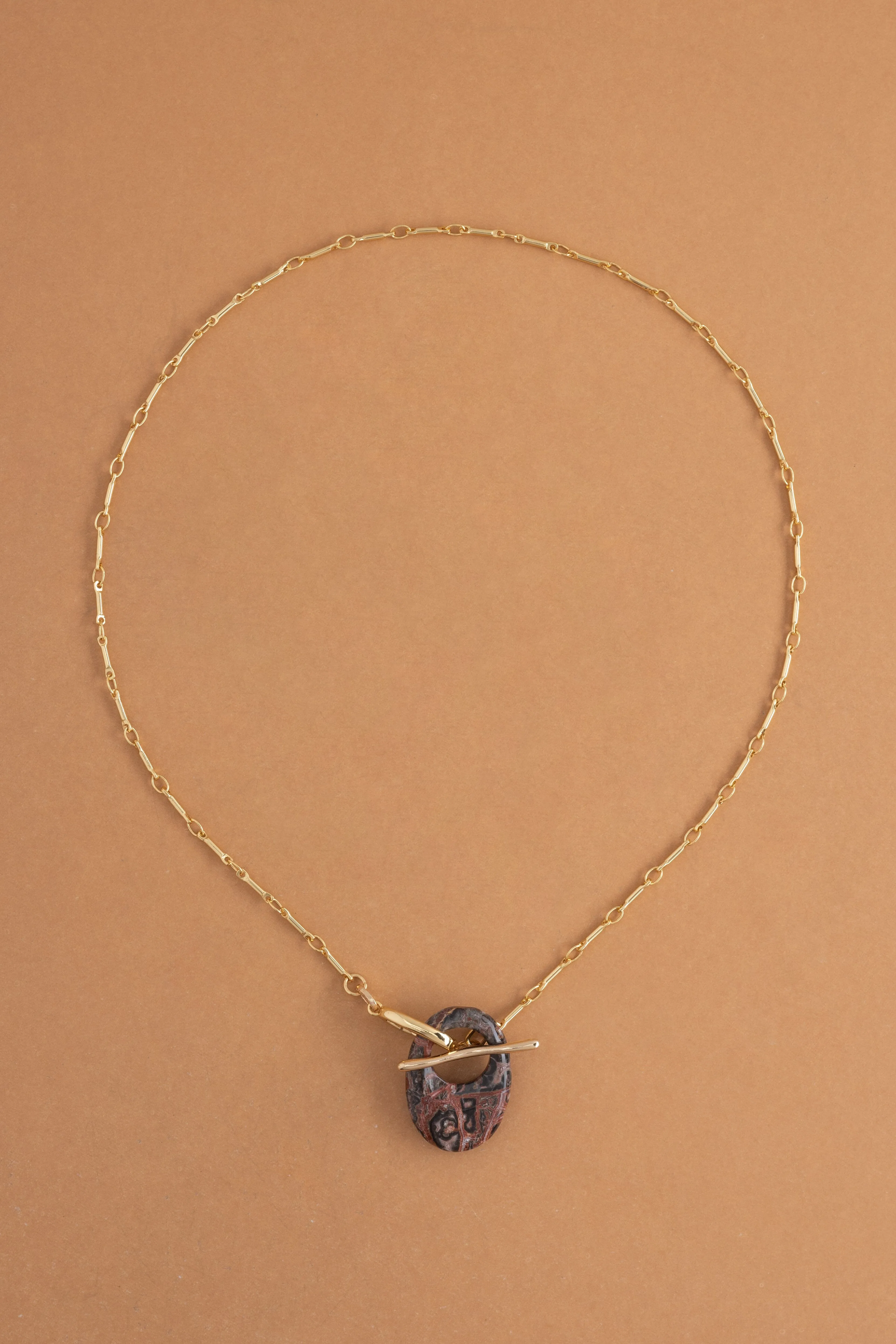 Brown Agate Disc Pendant Necklace