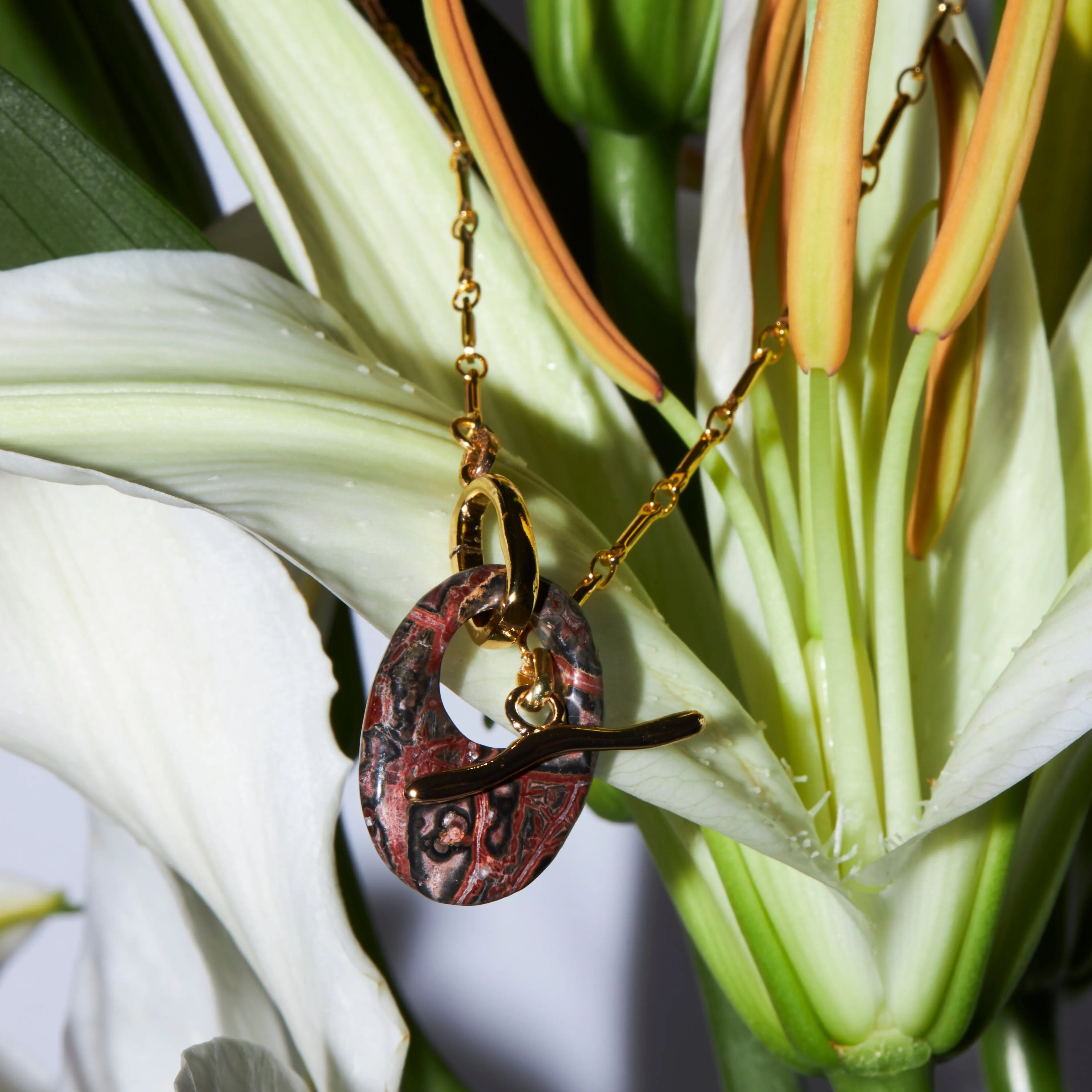 Brown Agate Disc Pendant Necklace