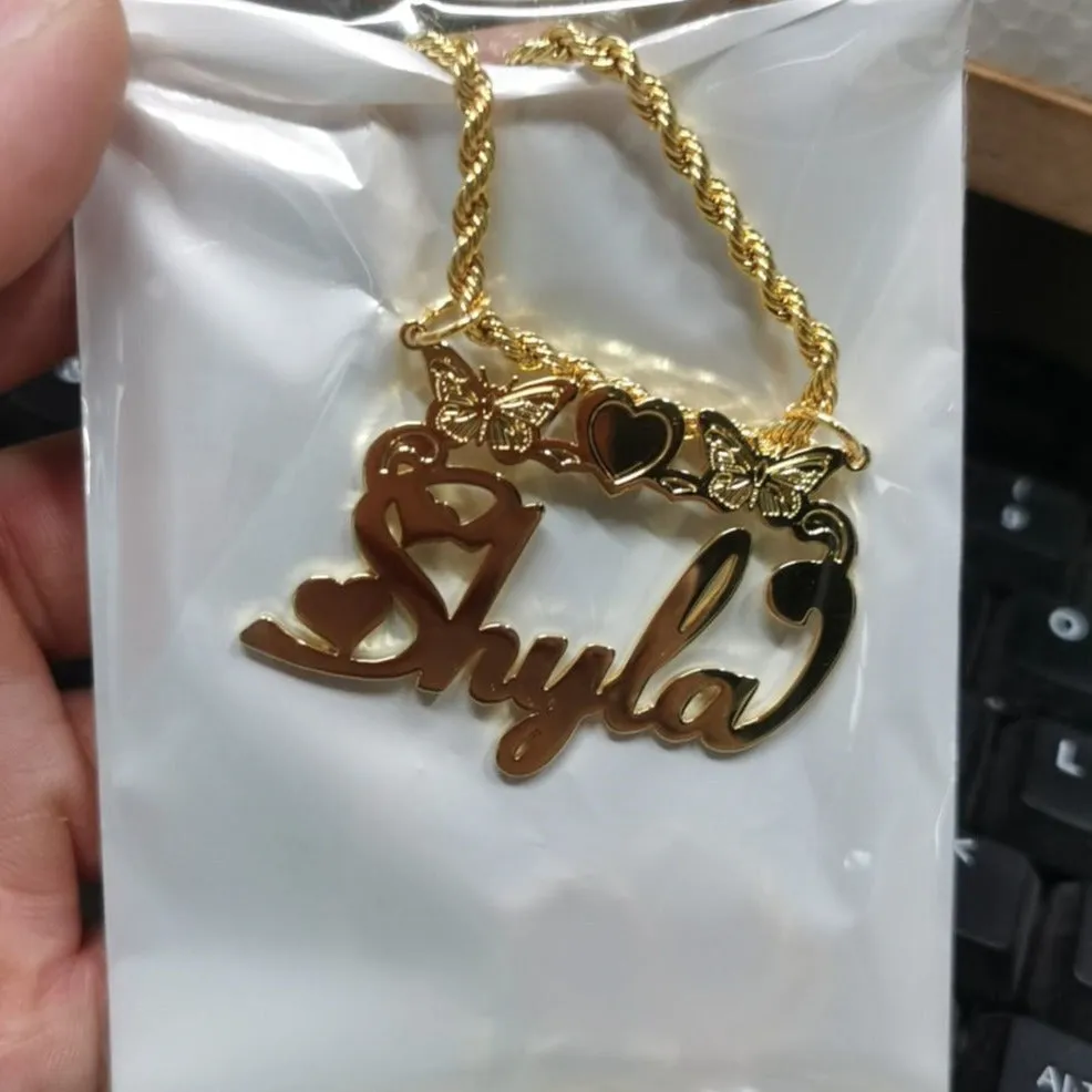 Butterfly & Heart Custom Name Necklace
