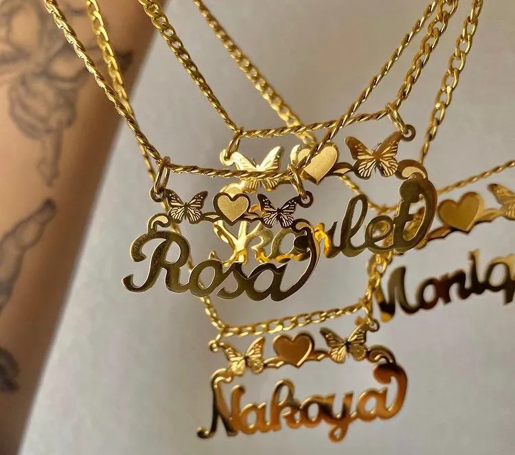 Butterfly & Heart Custom Name Necklace