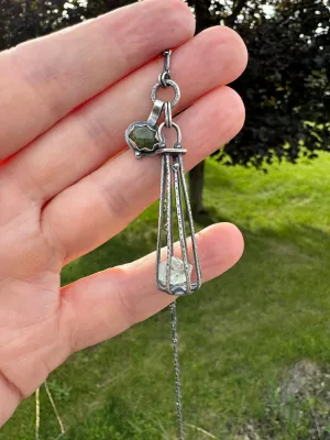 Cage Necklace with Montana Jade and Colorado Aquamarine