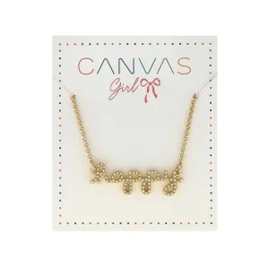CANVAS Molly Pearl Studded Happy Children's Necklace Worn Gold