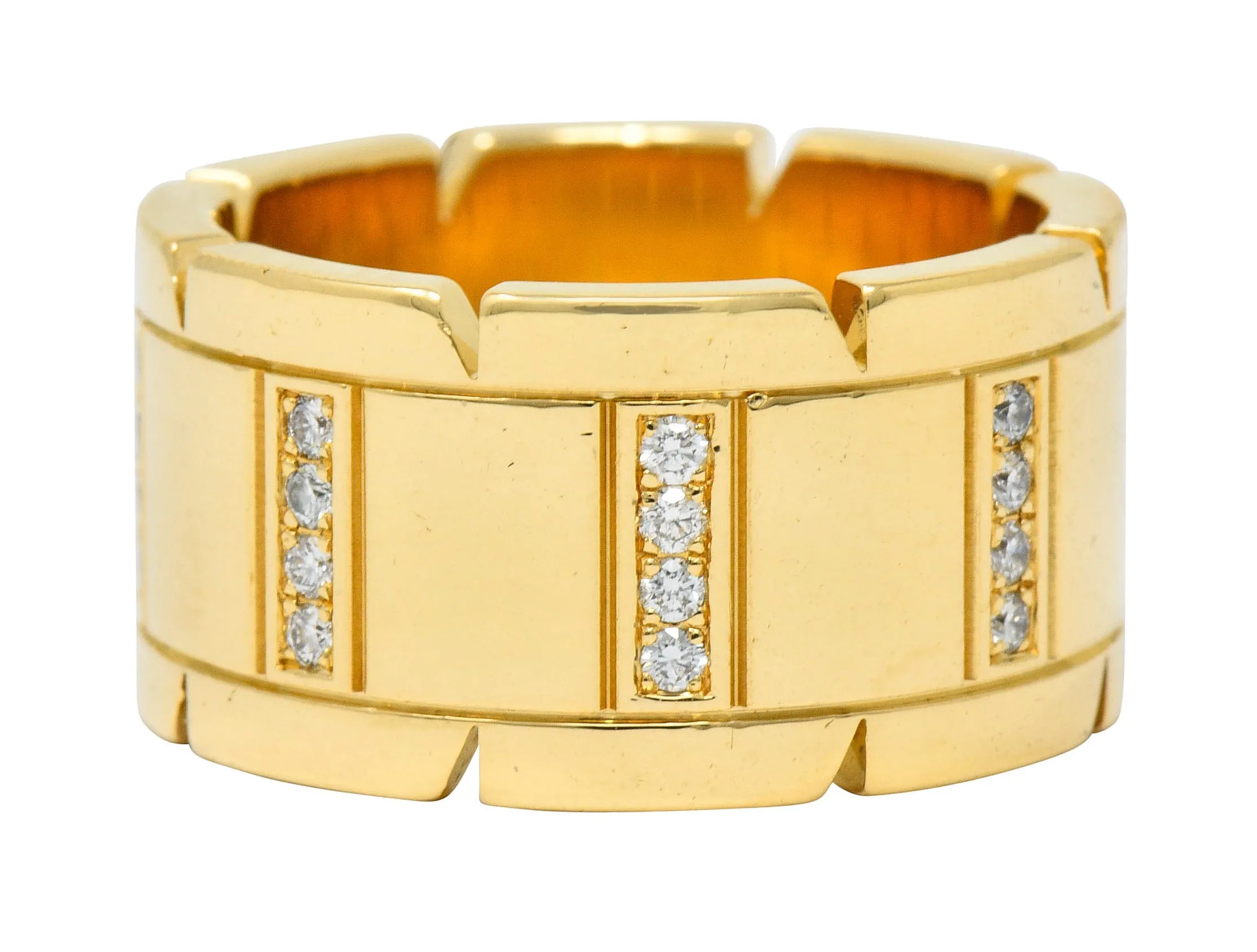 Cartier Vintage Diamond 18 Karat Gold Unisex Tank Francaise Band Ring