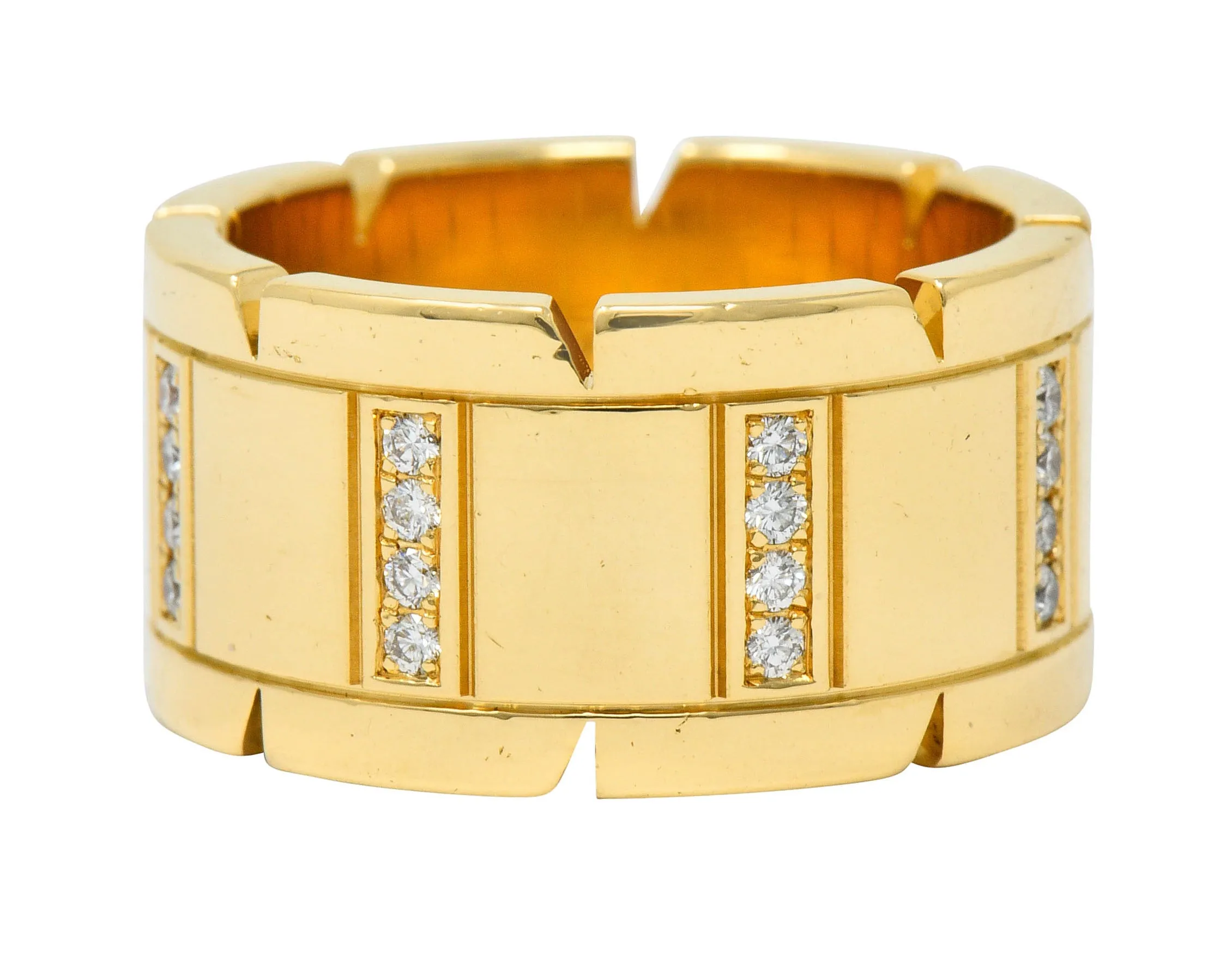 Cartier Vintage Diamond 18 Karat Gold Unisex Tank Francaise Band Ring