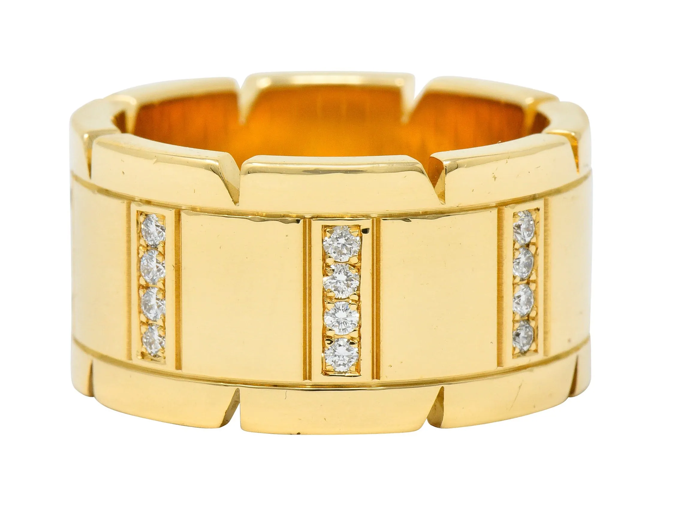 Cartier Vintage Diamond 18 Karat Gold Unisex Tank Francaise Band Ring