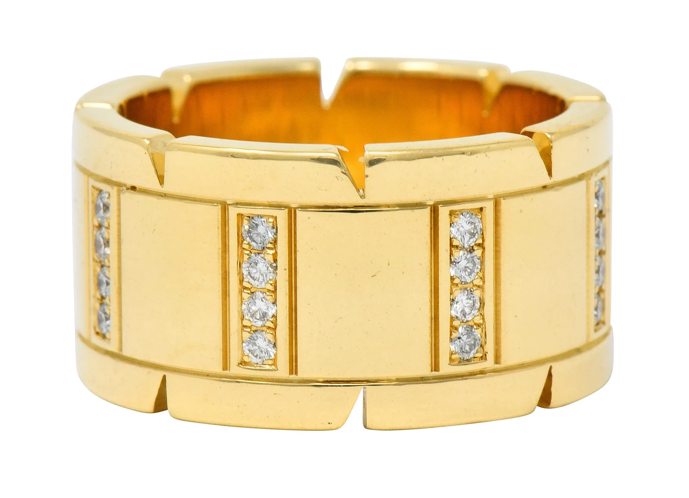 Cartier Vintage Diamond 18 Karat Gold Unisex Tank Francaise Band Ring