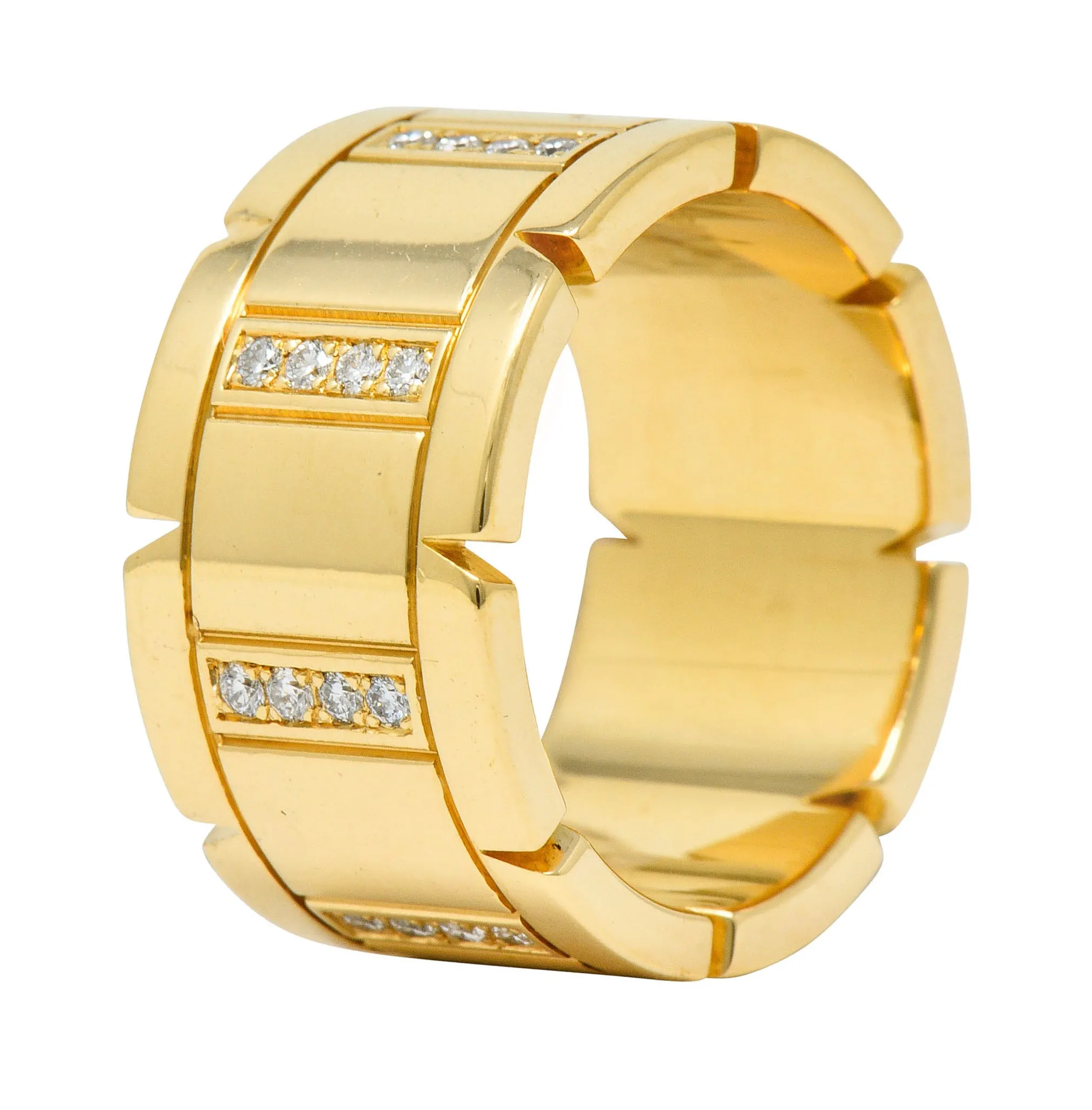 Cartier Vintage Diamond 18 Karat Gold Unisex Tank Francaise Band Ring