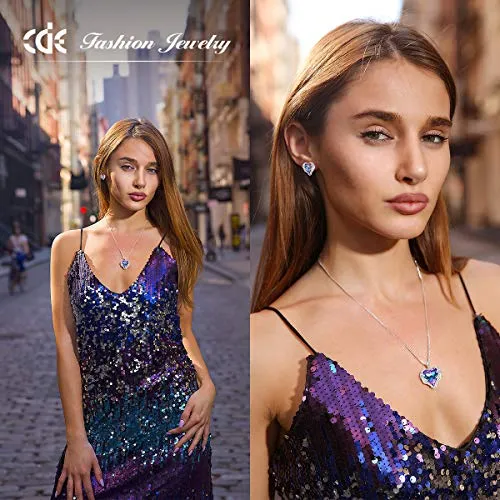 CDE Angel Wing Heart Mothers Day Jewelry Sets Gift Set for Women Pendant Necklaces and Earrings Anniversary Birthday Valentine's Day Jewelry Gifts for Women Love