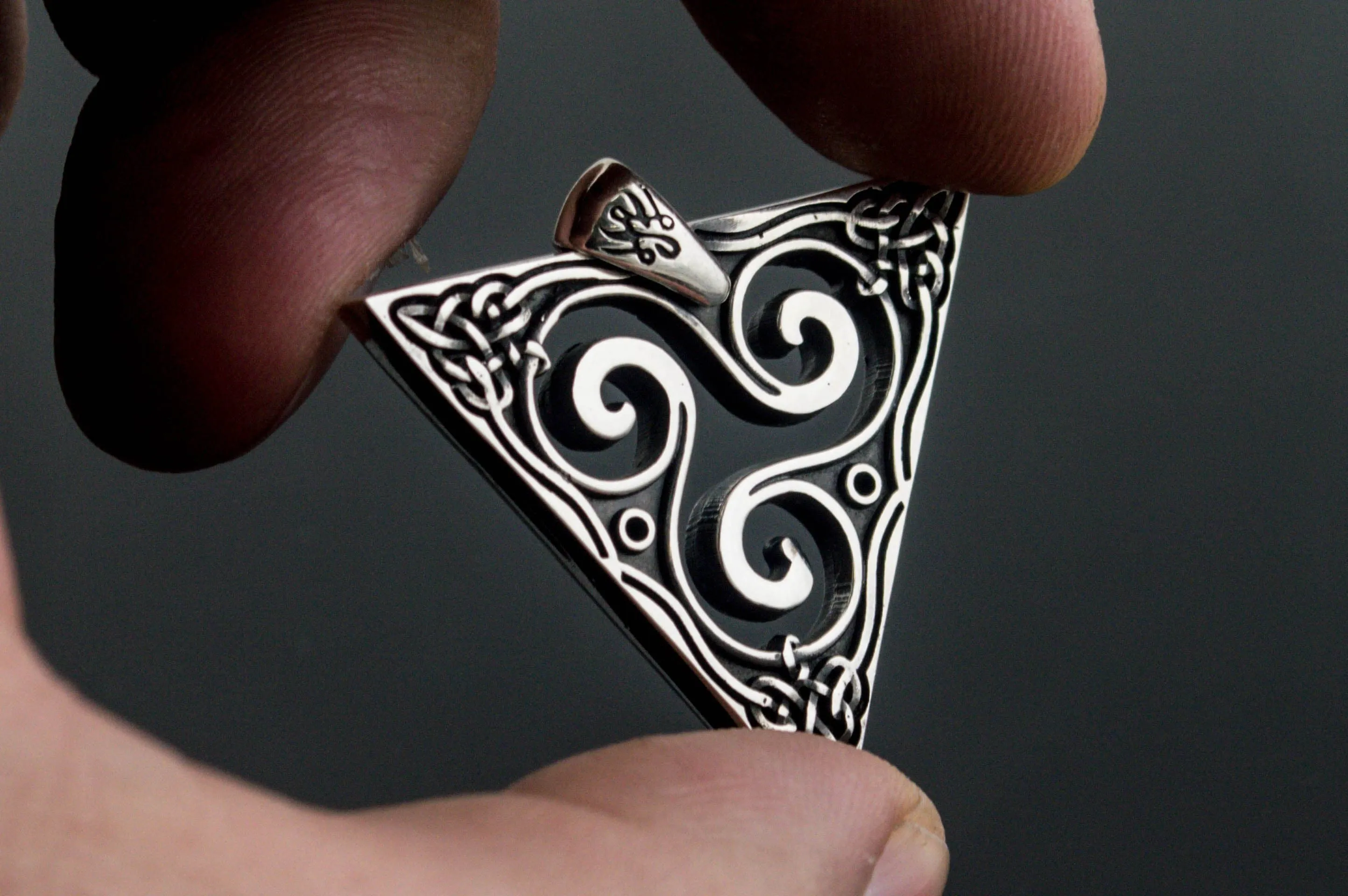 Celtic Triskele - Triple Spiral Unique Handmade Pendant