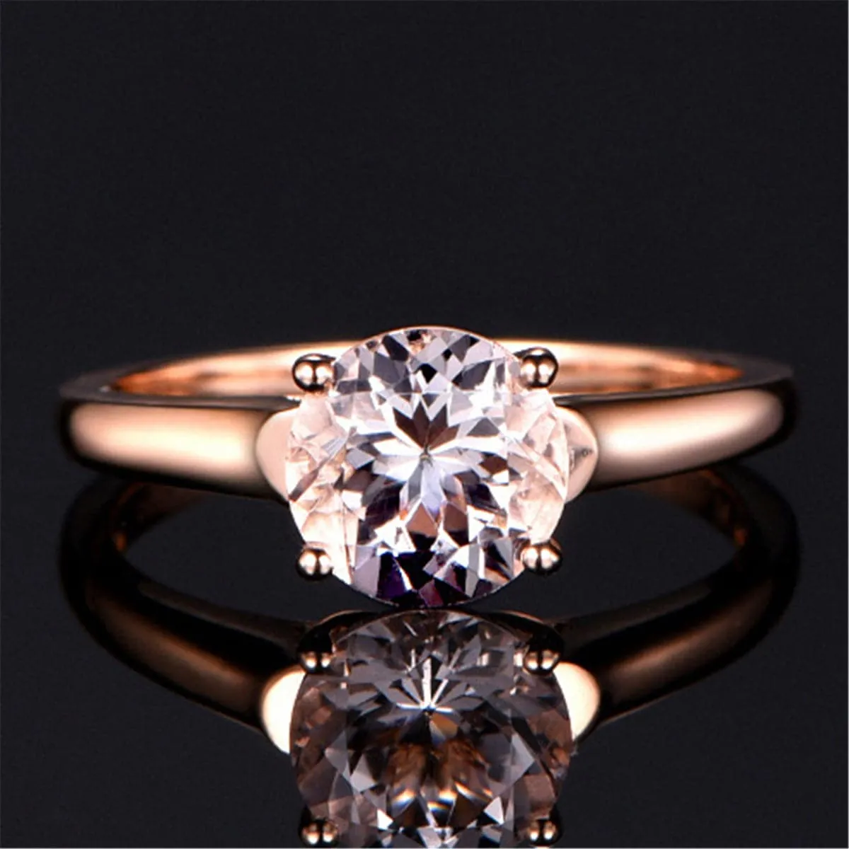 Champagne Crystal & 18K Rose Gold-Plated Round Ring