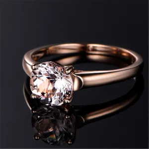 Champagne Crystal & 18K Rose Gold-Plated Round Ring