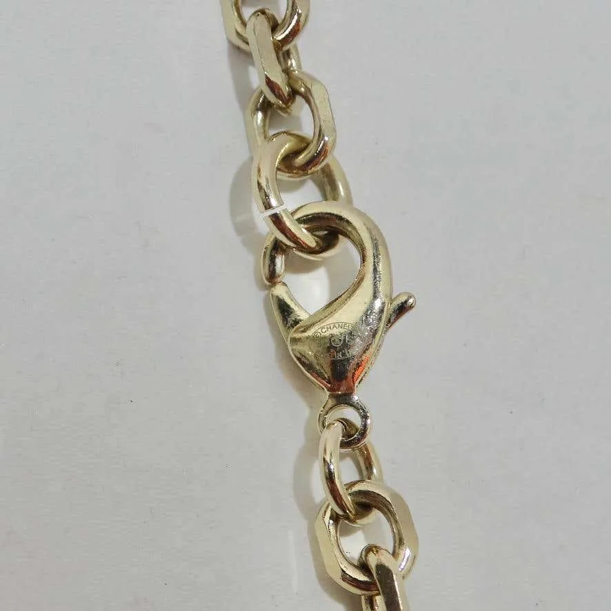 Chanel CC Gold Tone Perfume Bottle Locket Necklace