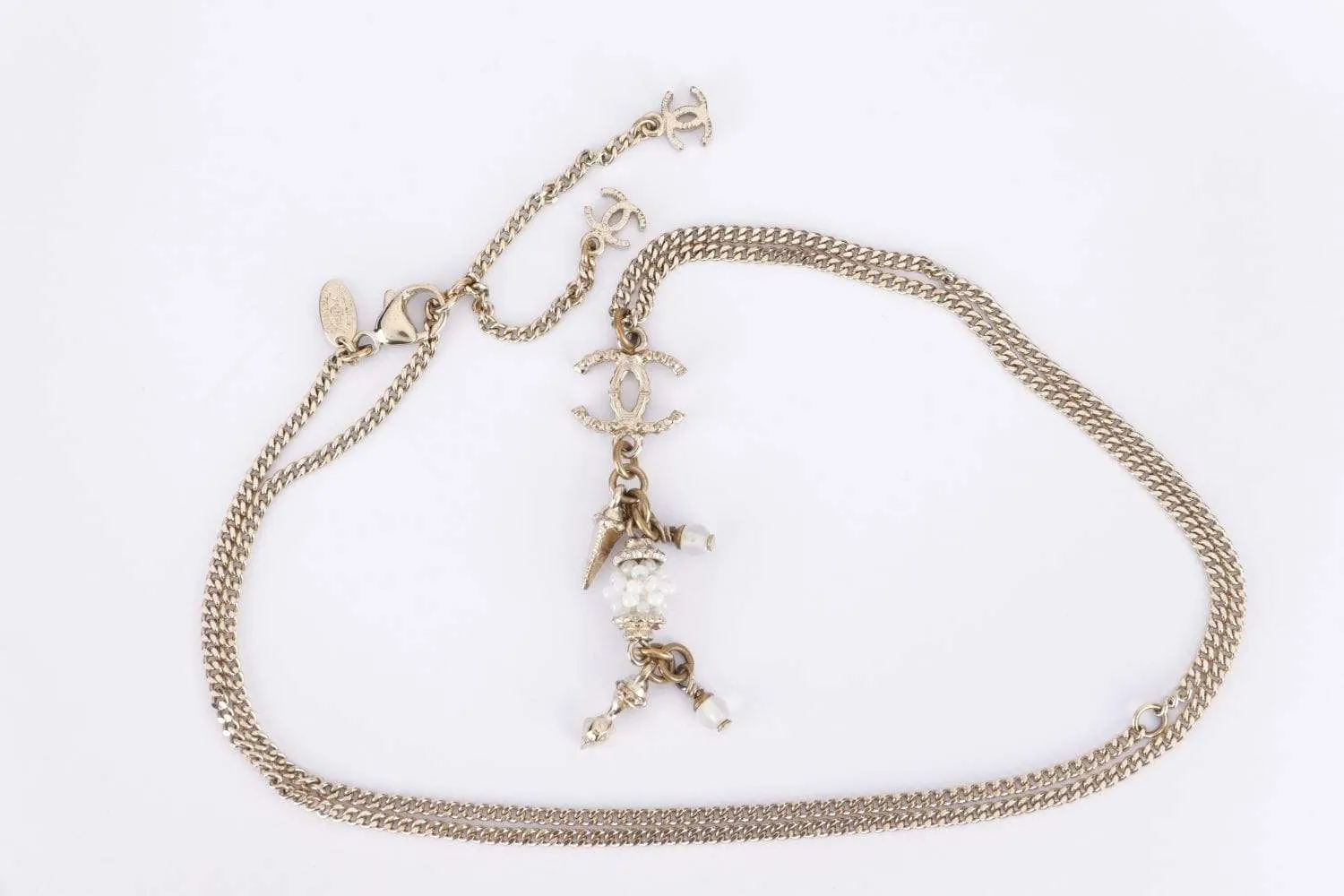 Chanel Light GP Necklace with Charms