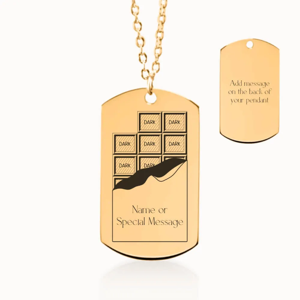 Chocolate Bar Tag Pendant on Fine Chain