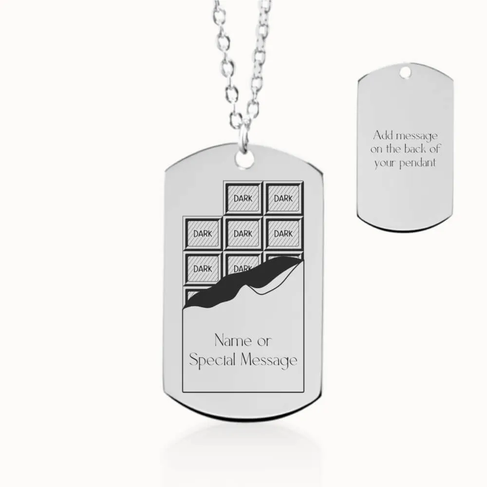 Chocolate Bar Tag Pendant on Fine Chain