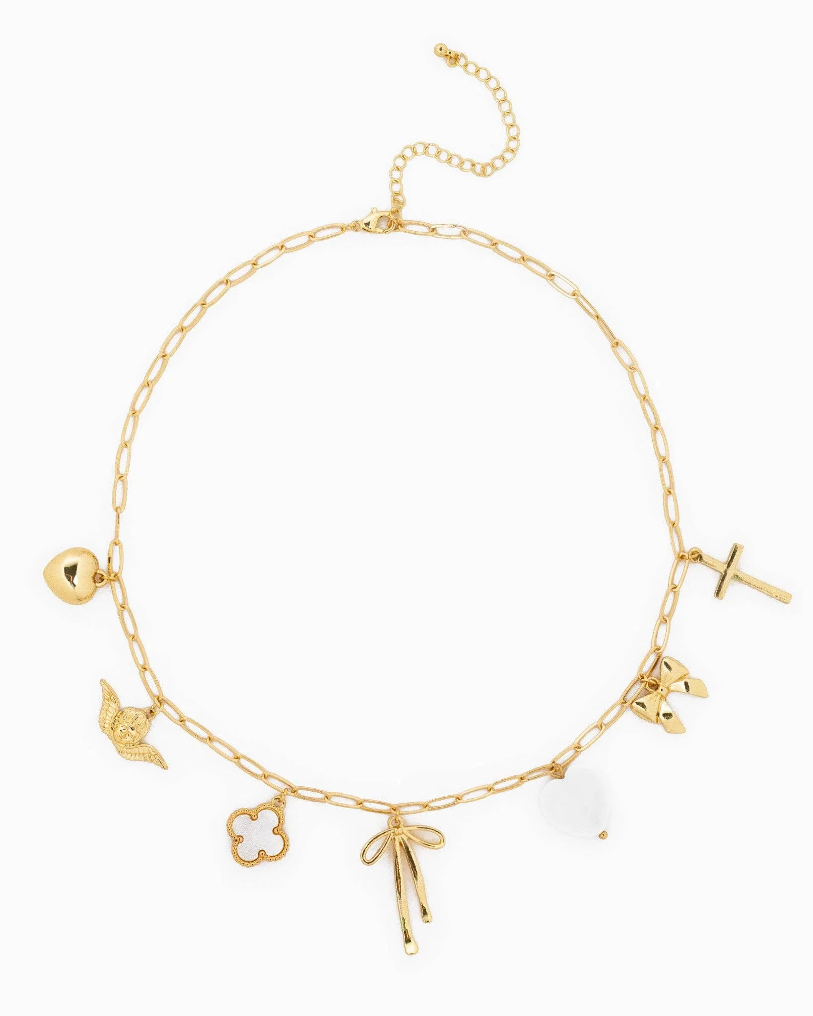 Chunky Bow Charm Necklace: Gold