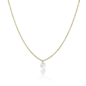 Cien 1 Stone White Diamond Drop Necklace