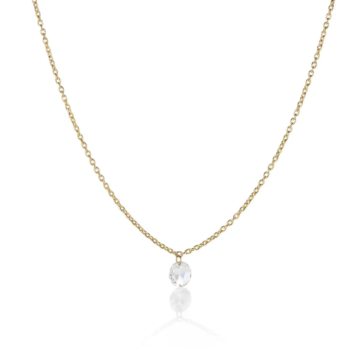 Cien 1 Stone White Diamond Drop Necklace