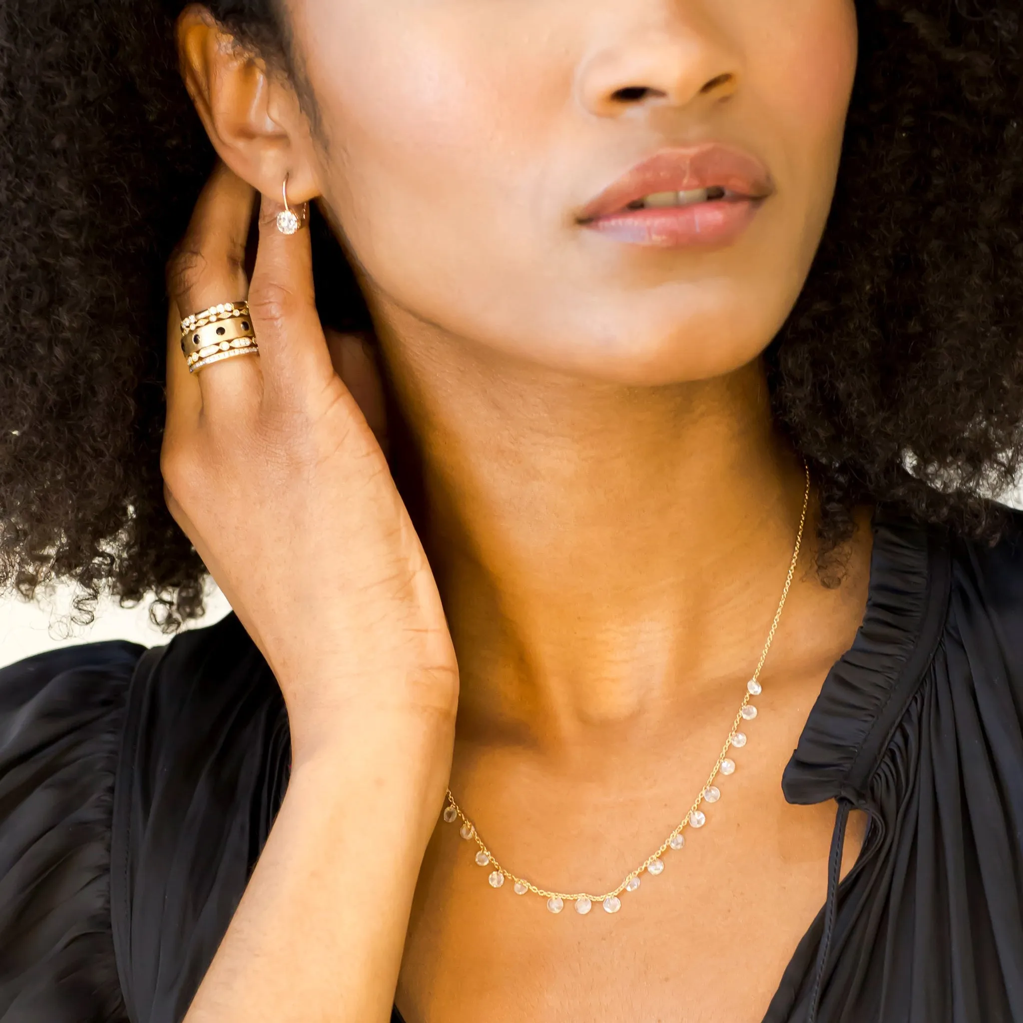 Cien White Diamond Long Drop Necklace