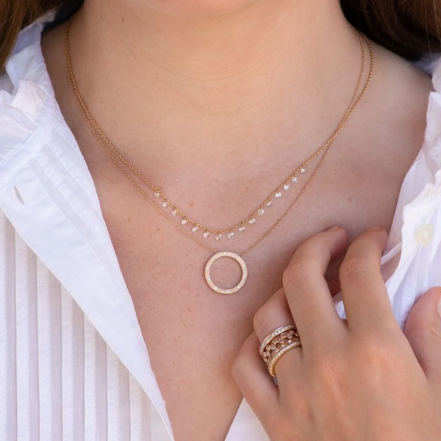 Cien White Diamond Long Drop Necklace