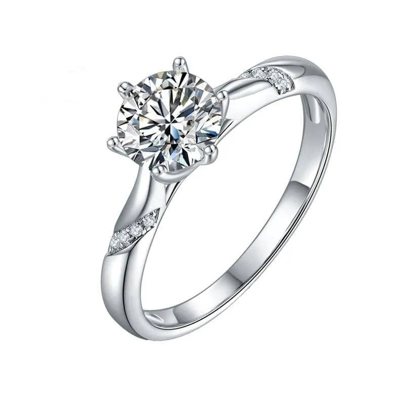 Classic 6 Prong 1ct Round Cut Diamond Anniversary Ring