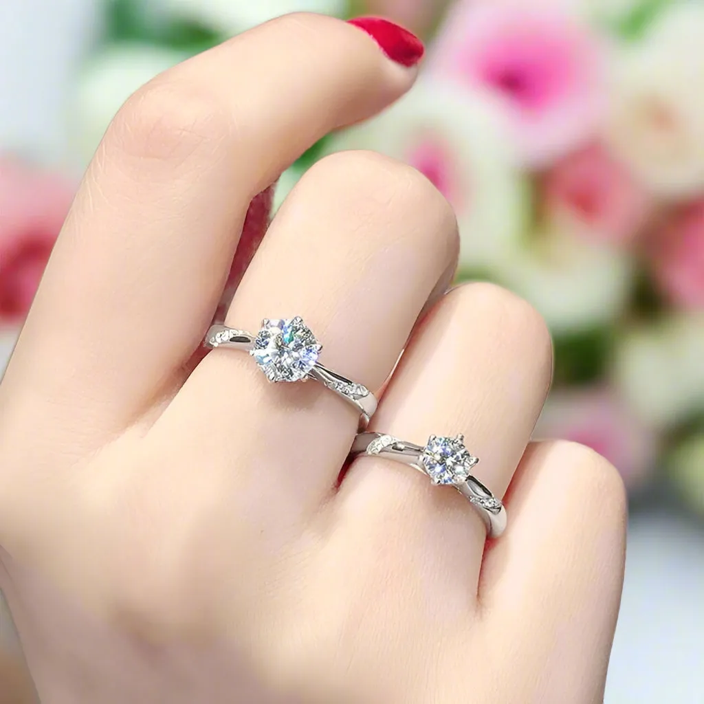 Classic 6 Prong 1ct Round Cut Diamond Anniversary Ring