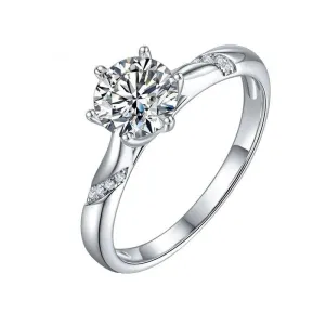 Classic 6 Prong 1ct Round Cut Diamond Anniversary Ring