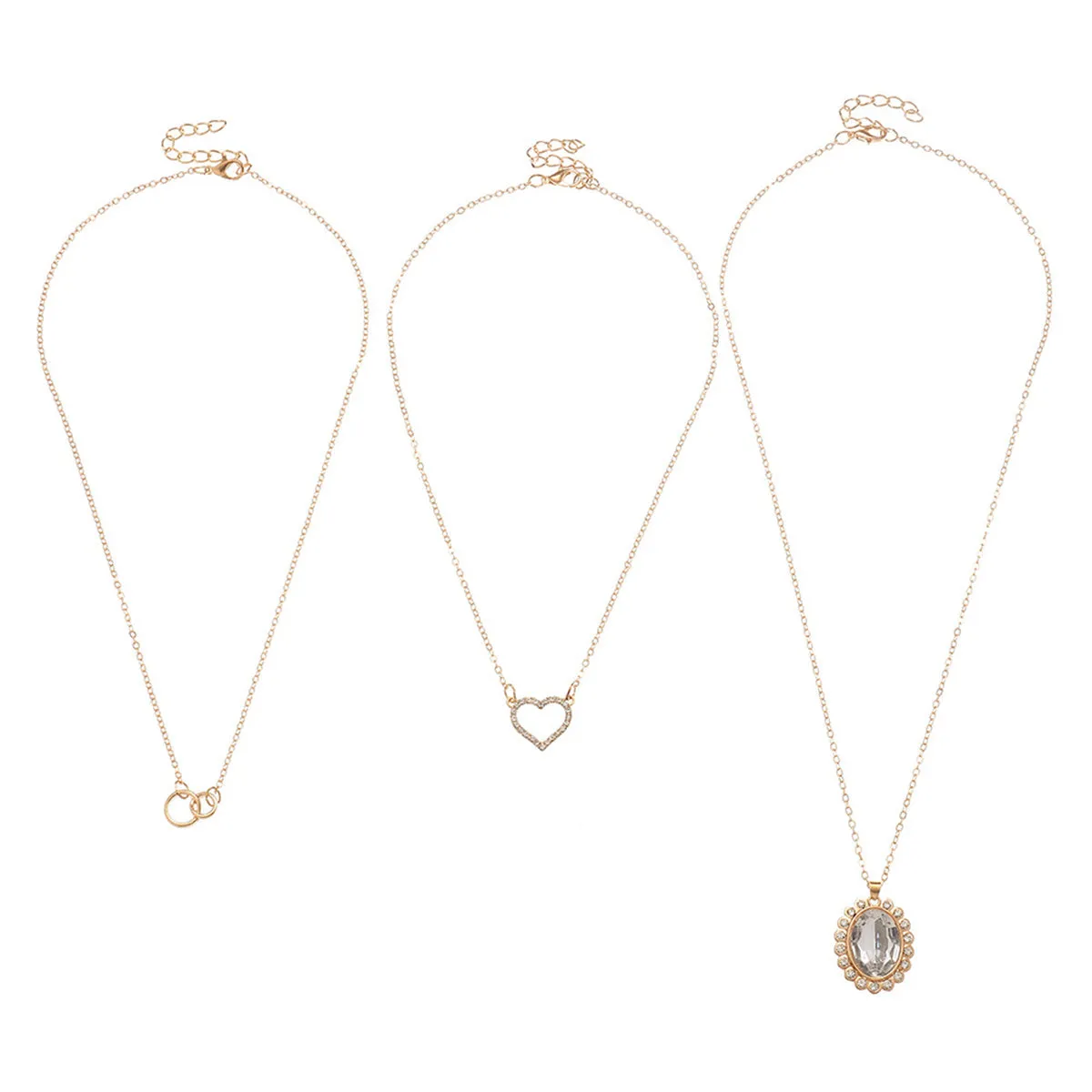Clear Crystal & Cubic Zirconia 18K Gold-Plated Oval Pendant Necklace Set