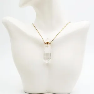 Clear Quartz Point Bottle Pendant Necklace Holder Perfume Oils Incense Ashes