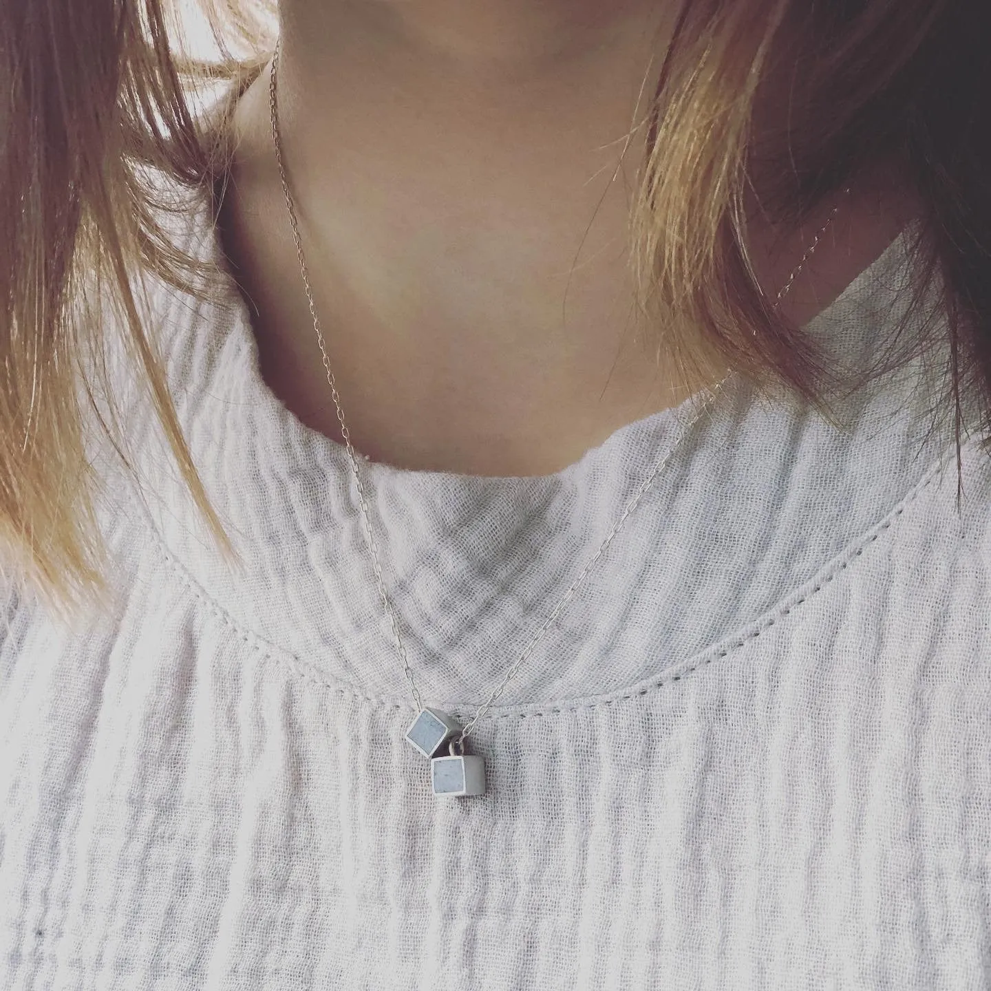 Concrete Double cube Pendent