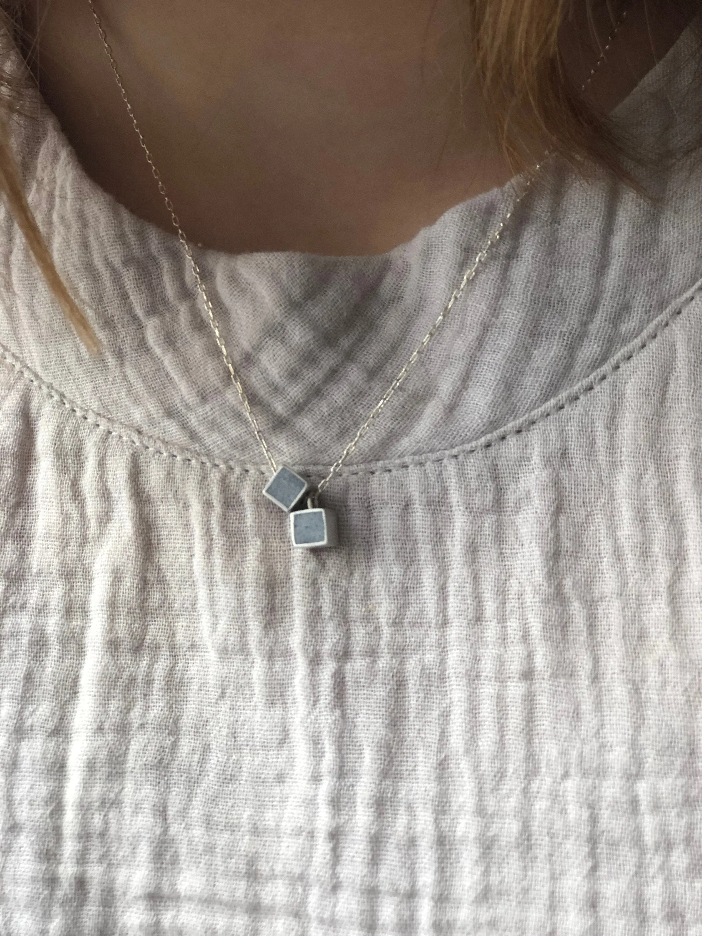 Concrete Double cube Pendent