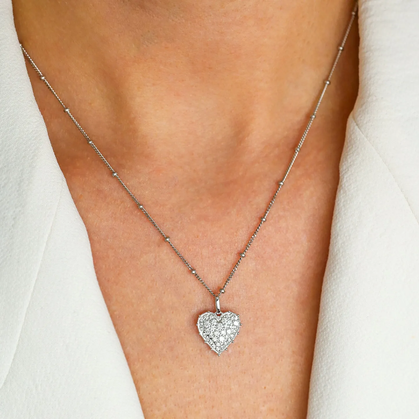 Confetti Mini Heart White Diamond Pendant